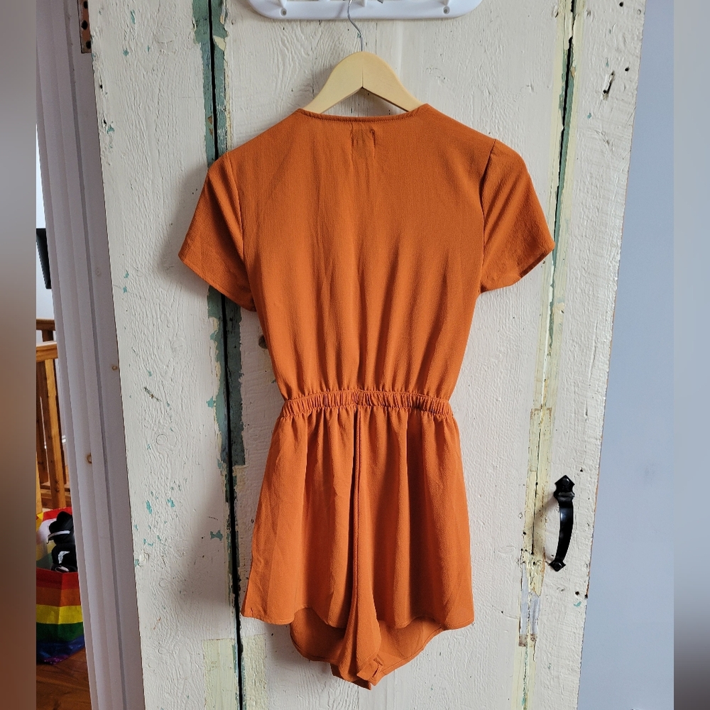 Polly Orange Rust Romper - Picture 3 of 3